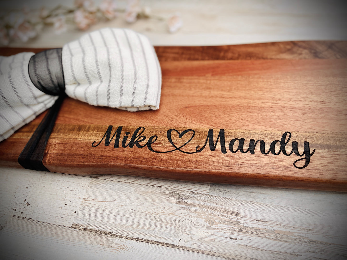Large acacia charcuterie board with handles