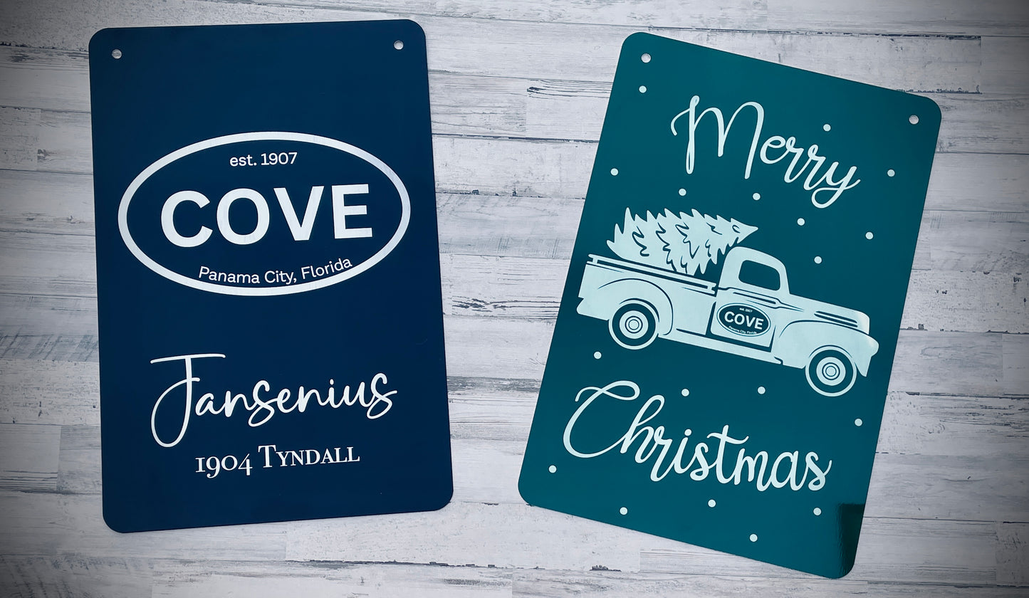 Personalized COVE aluminum garden flag