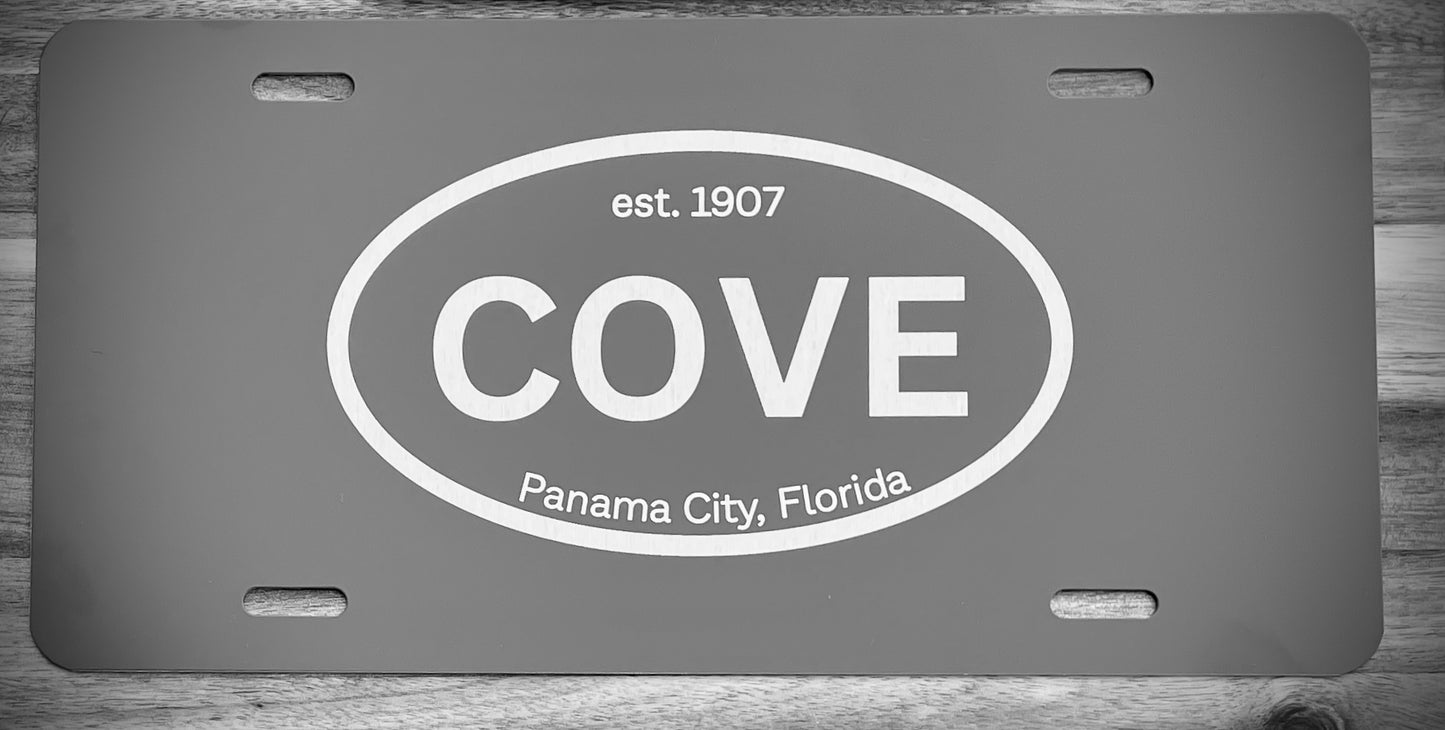 Laser engraved COVE license plate
