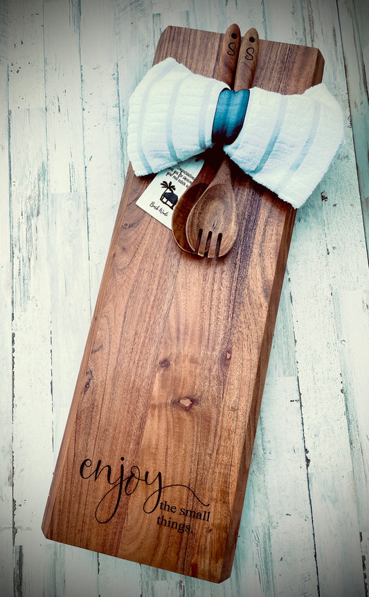 Live edge acacia hardwood charcuterie board